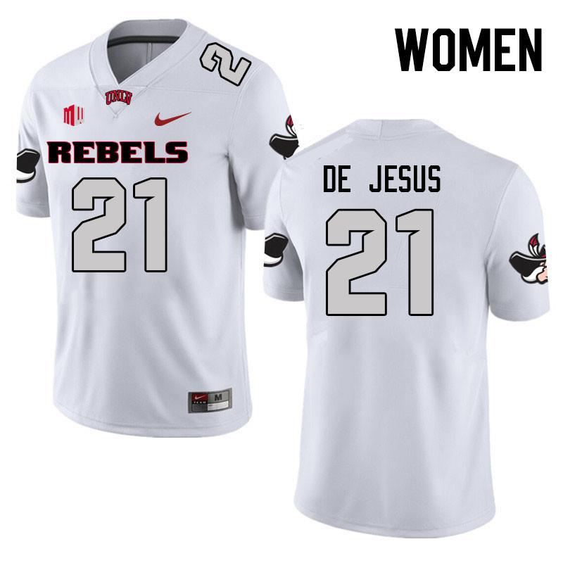 Women #21 Jacob De Jesus UNLV Rebels College Football Jerseys Stitched Sale-White - Click Image to Close